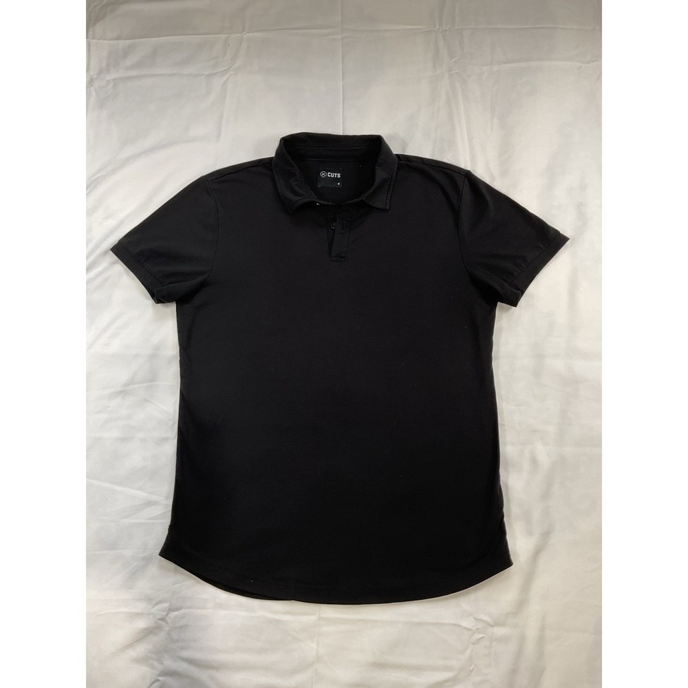 Cuts Polo Shirt Solid Black Size M Short Sleeve